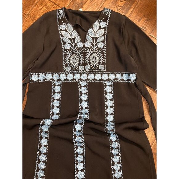 Girls Blue Palestinian Abaya Embroidered Size 6 - Picture 1 of 5